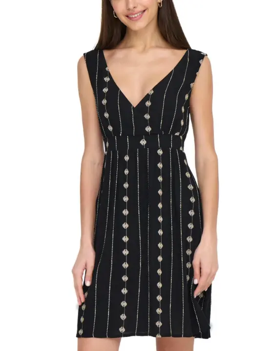 Vestido Only Viana cuello V negro sin mangas para mujer - 1