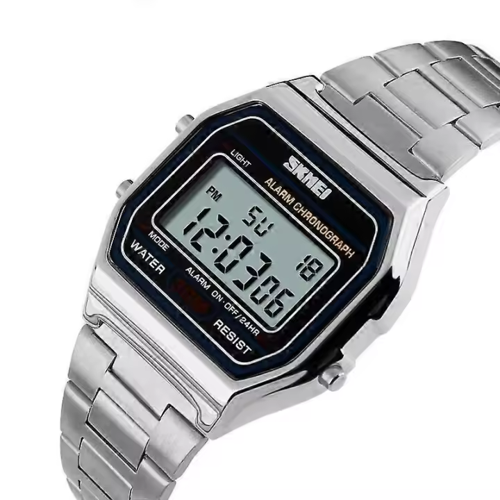 1123 Fashion Men Stainless Steel Strap LED Display Watches 3Bar Waterproof Digital Watch reloj hombre for Casual Sport - 1