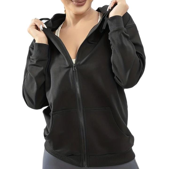 Chaqueta De Capucha Para Mujer Primavera Otoño Cierre De Cremallera Estilo Coreano Holgada Gruesa Cardigan Delgado Para Otoño