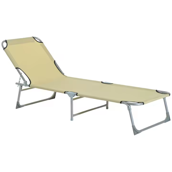 Outsunny Tumbona Plegable e inclinable para Playa o Piscina con estructura de Hierro 187x58x30cm - 1