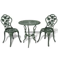 vidaXL Mesa y sillas bistró de jardín 3 piezas aluminio fundido en color Verde/Blanco/Bronce y más | cómodas modernas ergonómicas para comedor cocina salón hogar - details 0