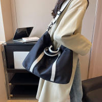 Bolsas para mujeres nuevo estilo, simple campus deportes bolsa de lona, bolso de mano, bolsa de hombro casual de gran capacidad, blanquecino - details 3