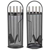 HI Juego de utensilios para chimenea 5 piezas negro 23x14,8x66 cm - details 0