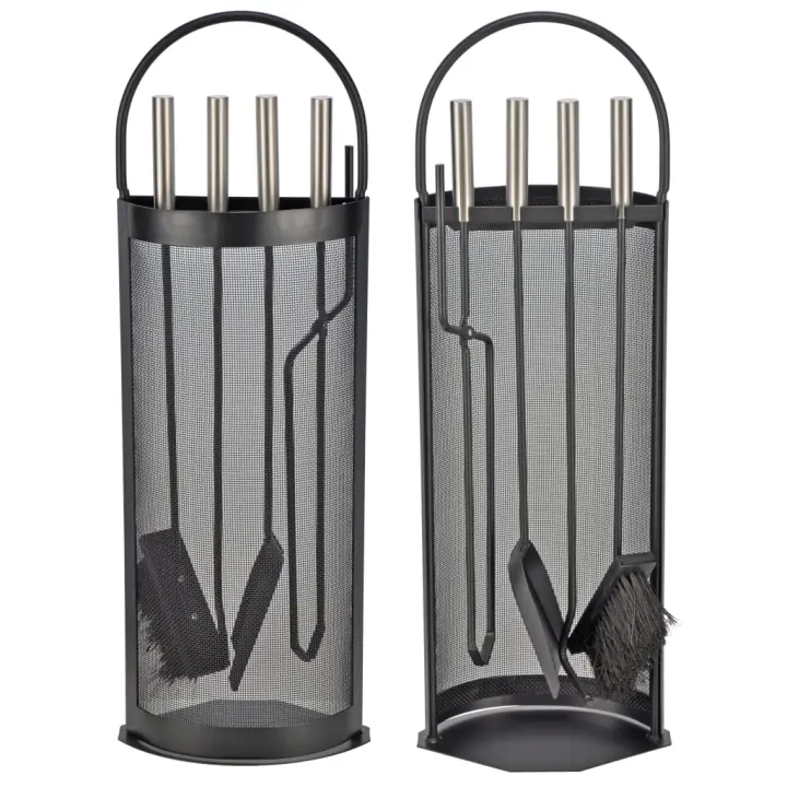 HI Juego de utensilios para chimenea 5 piezas negro 23x14,8x66 cm - 1