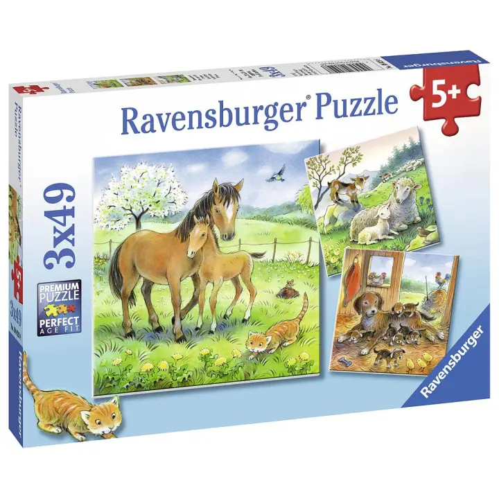 Ravensburger-Tres puzzles de 49 piezas - Animales ilustrados - 1