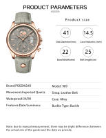 Reloj De Cuarzo Para Hombre POEDAGAR Lujo Chronógrafo Impermeable Con Fecha En Cuero Estilo Casual Reloj Deportivo Para Hombres - details 8