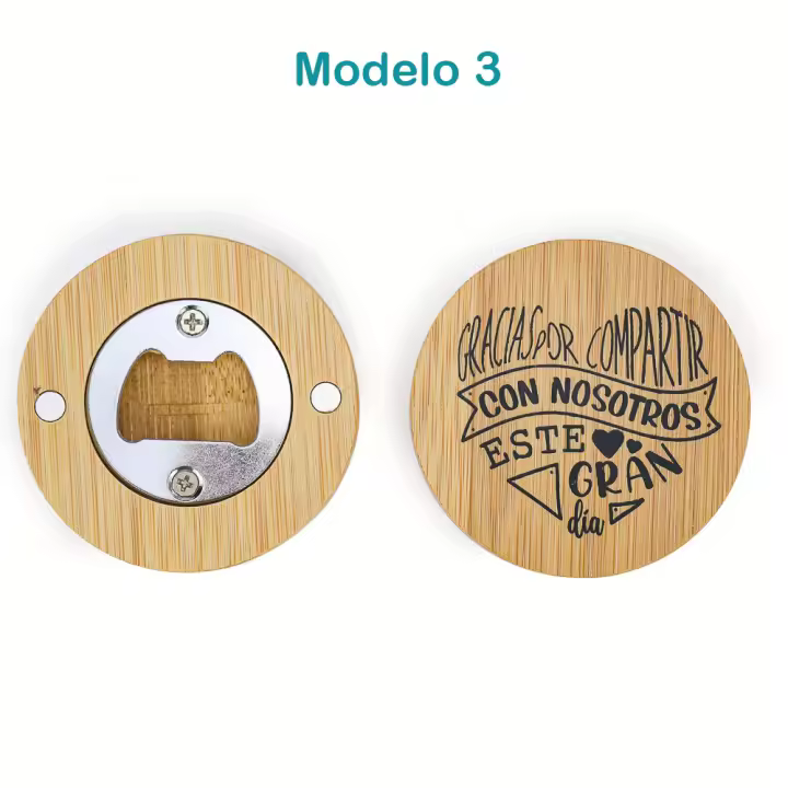 Pack de 9 a 36 unidades de abridores de madera para regalar, Abridores de madera con frases, Abridores originales, No se puede personalizar, Detalles para invitados de boda, Recuerdo boda invitados, Regalantes.com - 1