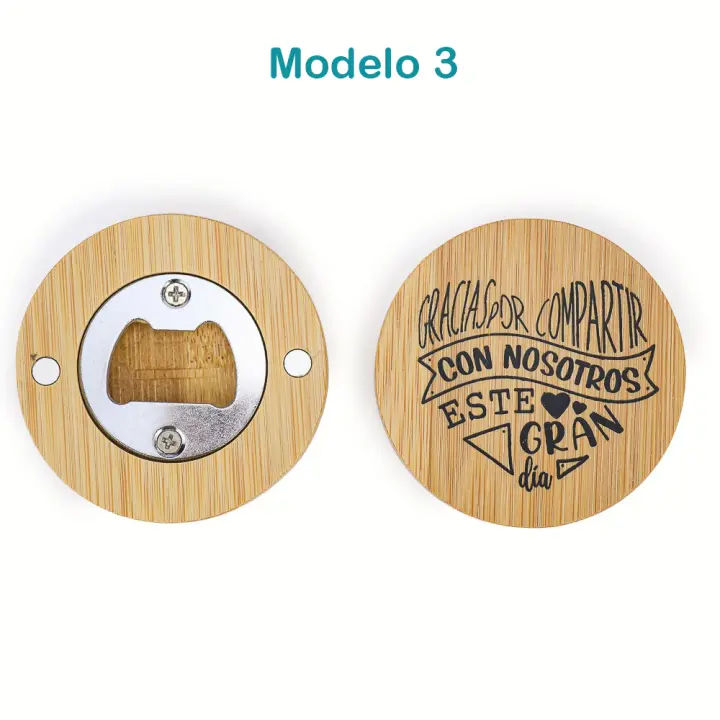 Pack de 9 a 36 unidades de abridores de madera para regalar, Abridores de madera con frases, Abridores originales, No se puede personalizar, Detalles para invitados de boda, Recuerdo boda invitados, Regalantes.com - 1