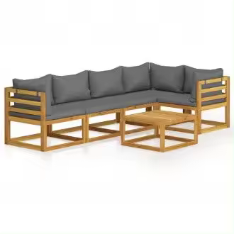 VIDAXL 3057625 conjunto de sofás con cojines y mesa para jardín de madera con acabado gris vida xl - 1
