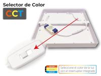 LED ATOMANT Plafón LED Cuadrado de Superficie 30x30cm 24W, CCT (Selector de Color Blanco Cálido, Neutro y Frío), 2200 Lúmenes, Driver Incluido, Instalación Rápida y Limpia, Ideal para Cocinas, Pasillos u Oficinas - details 1