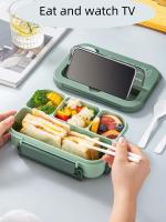 Fiambrera hermética para estudiantes, caja de almuerzo de 4 rejillas con vajilla, desinfectante de Microwavabie, Cieaning, Oficina Aduits Schooi, 1300ML, 1 unidad - details 6