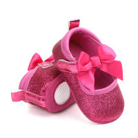 Zapatos De Niña Recién Nacida Con Lazo De Princesa Antideslizantes Para Bebés De 1 Año Zapatos Planos De Cuero PU Regalo Ideal Para Baños De Bautismo - details 2