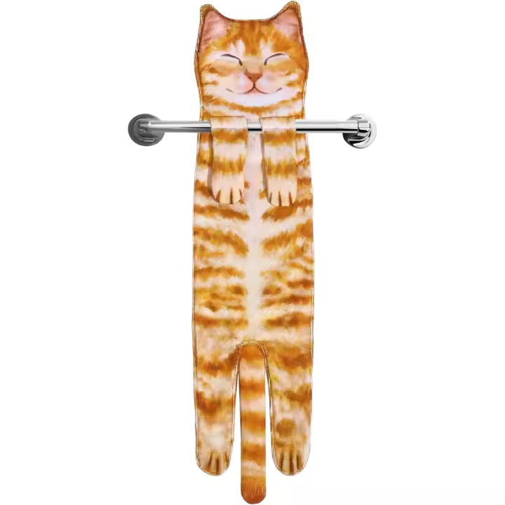 Divertidos Gatos Toalla de Mano-Decoración Gato Toalla Colgantes para Baño Trapos de Cocina-Animal Absorbente suave Toallas-regalos Graciosos Para Originales Mujer Amantes de Los Gatos-Sonrisa Naranja - 1
