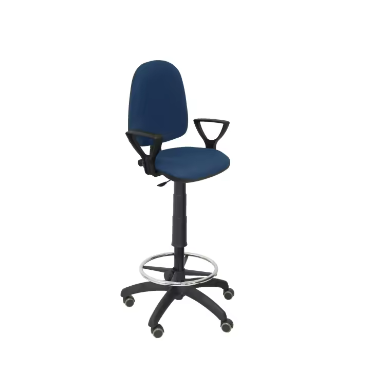 Piqueras Y Crespo Taburete Ayna Bali Azul Marino Ergonómico con Brazos Fijos y Ruedas de Parqué - 1