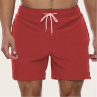 Shorts De Natación Para Hombre Verano Secado Rápido Shorts De Playa Con Bolsillos Laterales Y Encaje Interior Traje De Baño Monochromático - details 11