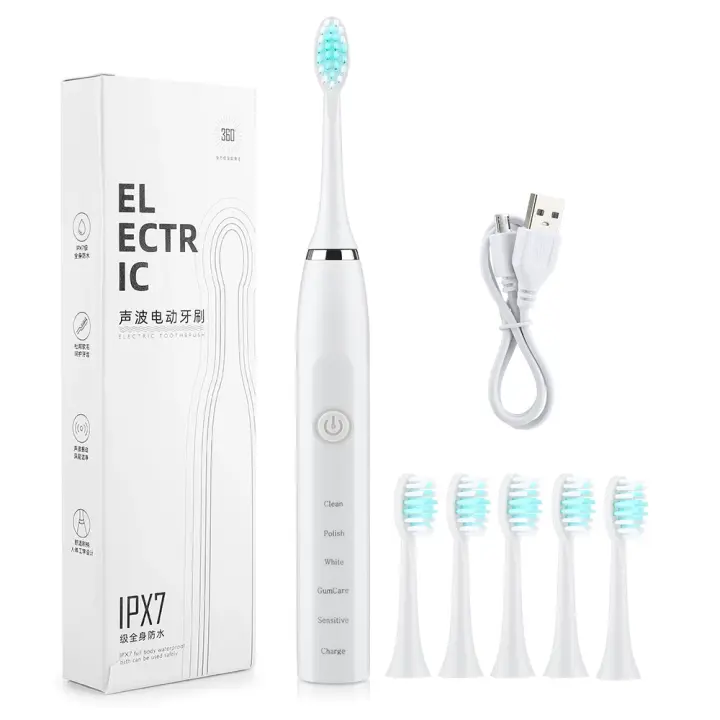 Cepillo de dientes eléctrico sónico para hombre y mujer, limpiador bucal recargable por Usb, vibrador de Limpieza Profunda, resistente al agua - 1