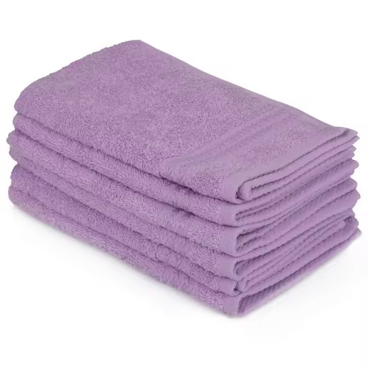 Wellhome Juego de Toallas Cortesía 6 Piezas Lila 100% Algodón 500 Gr/m² - 1