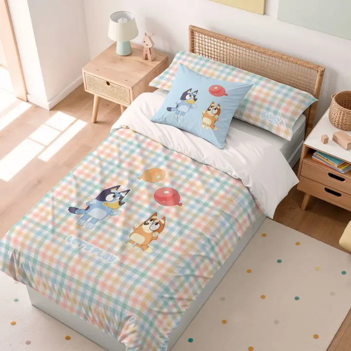 Funda Nórdica Infantil BLUEY + Funda de Almohada – Algodón Suave y Transpirable - 1