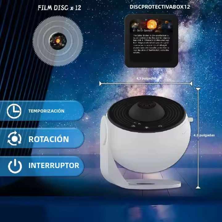 Proyector De Galaxia LED Mejorado Estrella Espacio Sfera Planetaria Lámpara Nocturna Para Niños Regalos Luz Atmosférica Redonda Incluye Bombilla Fuente De Alimentación DC - 1