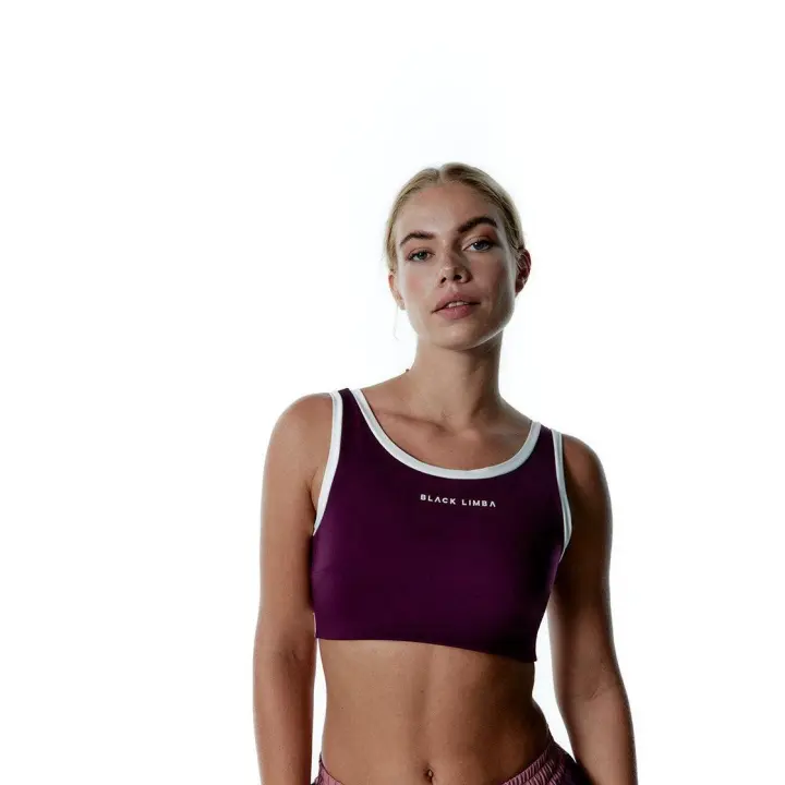 Black Limba Top deportivo sujeción media CourtPulse - Plum & Cream - 1