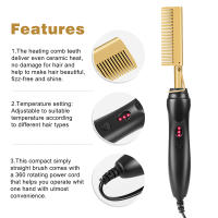 Peine Cepillo De Pelo Recto 2 En 1 Portátil Calentamiento Rápido Cobre Peine De Pelo Recto Profesional Para Peluquería - details 5