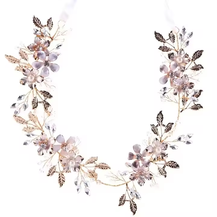 Diadema De Hojas Para Novia Accesorio De Boda En Oro Headdress Para Vestido De Novia Metal Adulto Tamaño M - 1