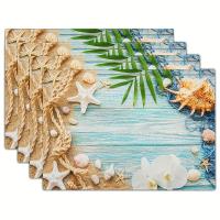 Juego De 4 Tapetes De Comedor Con Patrón Floral Tema De Verano Colores Vibrantes Para Madera Tapete De Mesa Para Decoración Interior - details 9