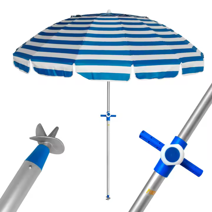 Pincho Sombrilla Playa Grande 240 Cm, Antiviento Hasta 35Km/H, Proteccion UV 50, Tubo Aluminio, 16 Varillas Fibra Vidrio, Palo Reclinable, Sombrilla Plegable Playa, Ligera, Con Bolsa Transporte - 1