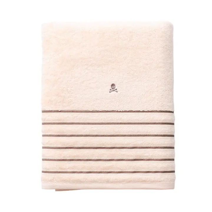 Scalpers Home Toalla de baño de algodón a rayas marrones y beige, 90x150cm, 470GSM - 1
