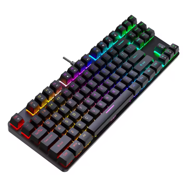 Teclado Gaming Mecánico, 22 Modos de retroiluminación, Interruptores Azules, 88 Teclas Anti-ghosting, Español-Negro - 1