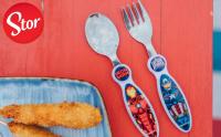 Set de 2 cubiertos infantiles de acero inoxidable compuesto de tenedor y cuchara -STOR- - details 2