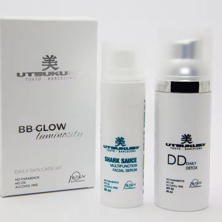 Utsukusy - BB Glow luminosity tono oscuro - DD cream + Serum Shark Sauce - 1