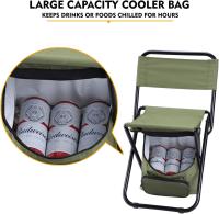 Silla de pesca con bolsa refrigeradora, taburete de pesca compacto y plegable, verde - details 0