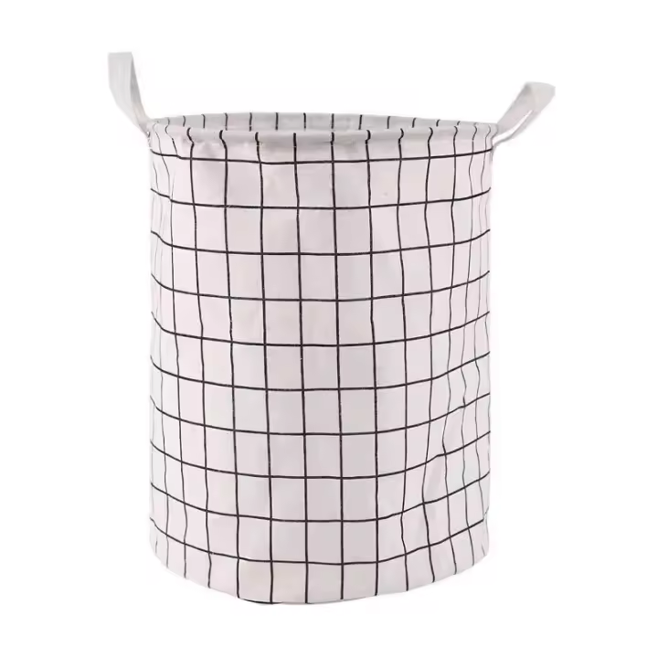 Cesta De Ropa Sucia Redonda 1pc Gran Capacidad Portátil De Algodón Para Lavandería Con Diseño Circular Ventilado Y Breathable - 1