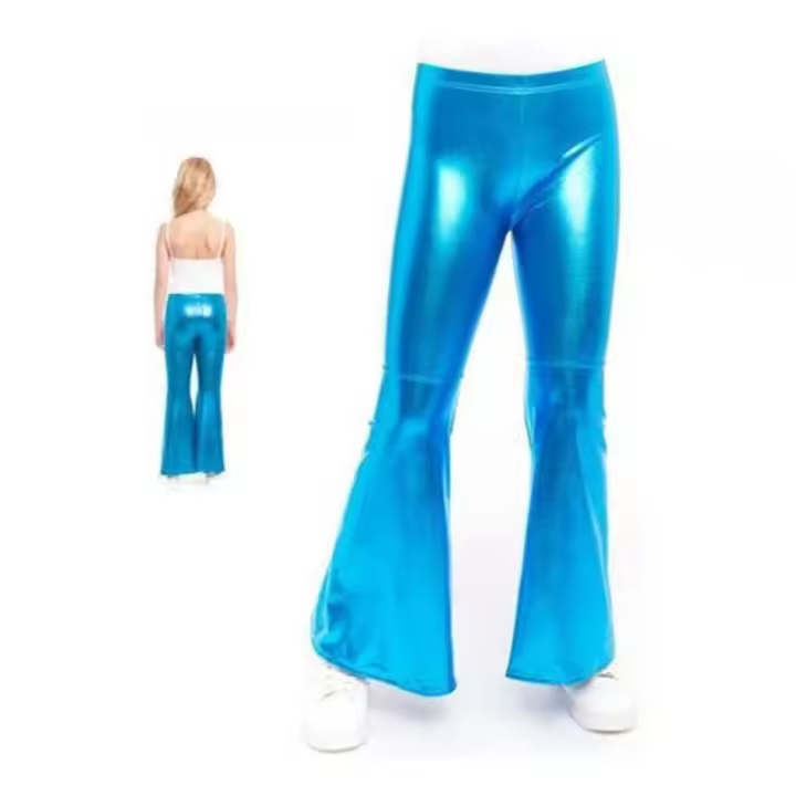 Partilandia Pantalones de Campana Metalizado color Turquesa para niños - 1