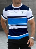 Camiseta De Hombre Con Diseño Rayado Corta Transpirable Secado Rápido Cómoda Casual Para Calle Verano Talla Única Color Único - details 1