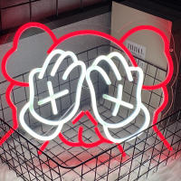 Luz De Neón Arte De Graffiti Oso Rojo LED Para Decoración De Oficina Sala De Estar Dormitorio Estante De Libros Armario De TV Mesita De Noche Regalos - details 3