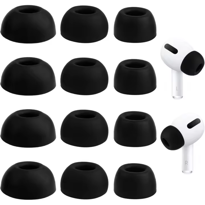 6 pares de auriculares de repuesto de silicona para Airpods Pro y Airpods Pro de segunda generación con orificio de reducción de ruido (S/M/L) Negro - 1