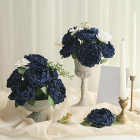16 Piezas De Flores Artificiales Náuticas Azul Con Tallo Peonías En Pleno Auge Para Decoración De Boda DIY Flores Peonía Artificiales - details 1