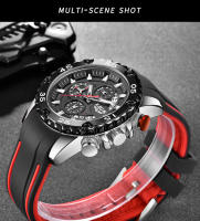 Reloj De Pulsera LIGE Para Hombres Azul Deportivo Y Militar De Lujo Con Grande Dial Cronógrafo Resistente Al Agua Cuarzo Reloj De Mano Luz Técnica De Silicona - details 11