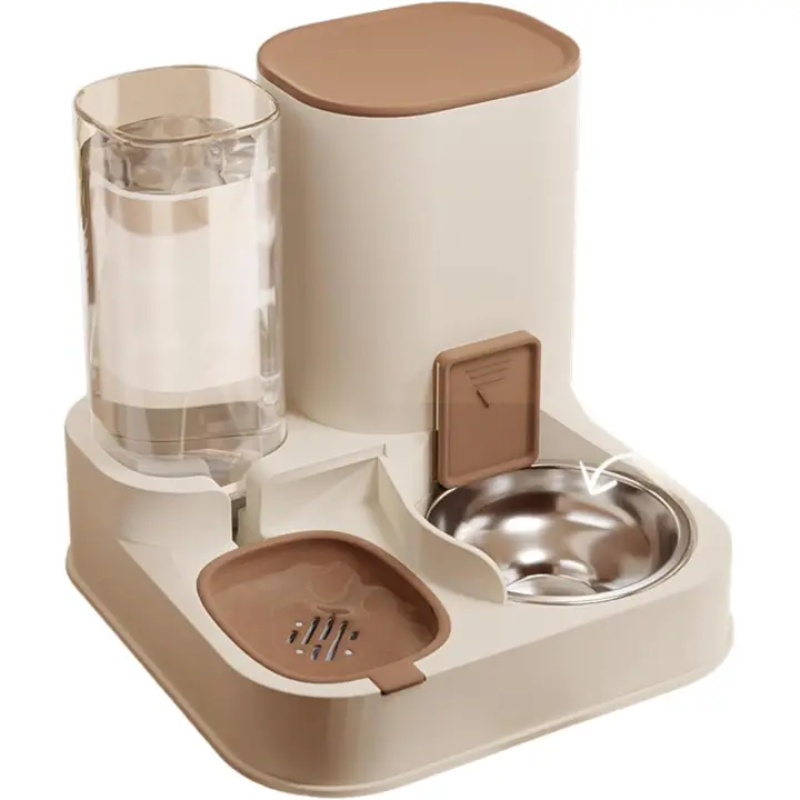 Alimentador y bebedor de gatos, Alimentador y bebedor de perros, Tazón de acero inoxidable, Alimentador de agua 1.3L 2.3L, Alimentador de gato automático 2 en 1 - 1