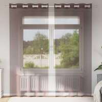 vidaXL Cortinas de gasa con ojales 2 uds 140x245 cm en color Gris claro/Marrón/Gris oscuro y más | protección solar decorativa para ventanas hogar oficina dormitorio fácil de instalar - details 1
