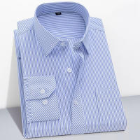 Camisa De Algodón Para Hombre Con Mangas Largas Y Rayas Estilo Casual Y Negocios En Rojo Gris Azul Naranja Tallas S a 9XL - details 8