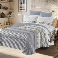 Funda de cama de rayas grises con 2 fundas de almohada, 135 camas/150 camas se pueden usar en ambos lados, que es resistente a la suciedad y fácil de limpiar - details 2
