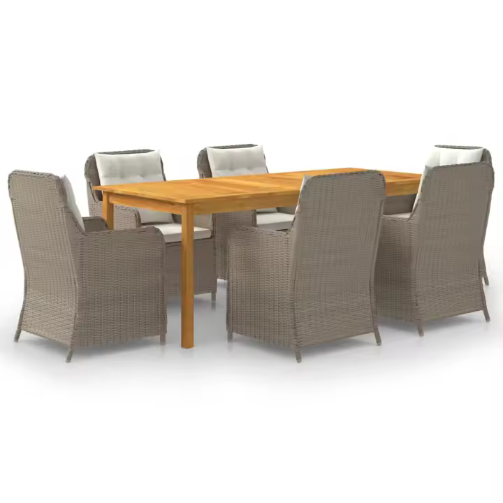 vidaXL Juego de comedor para jardín 7 piezas marrón - 1