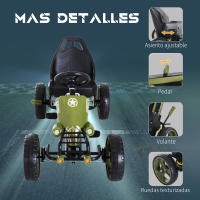 HOMCOM Go-Kart a Pedales para Niños de +3 Años Coche de Pedales con Embrague Freno Asiento Ajustable Carga Máx. 35 kg 105x54x61 cm Verde - details 2