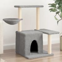vidaXL Rascador para Gatos con Postes de Sisal Árbol Torre Gatitos Color Crema,  Gris claro,  Gris oscuro y mas - details 1