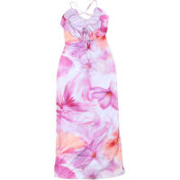 Vestido De Fiesta Para Mujer Verano Sin Espalda Con Encaje Y Tirantes Estampado De Flores Irregular Tassel Bandage Slim - details 3