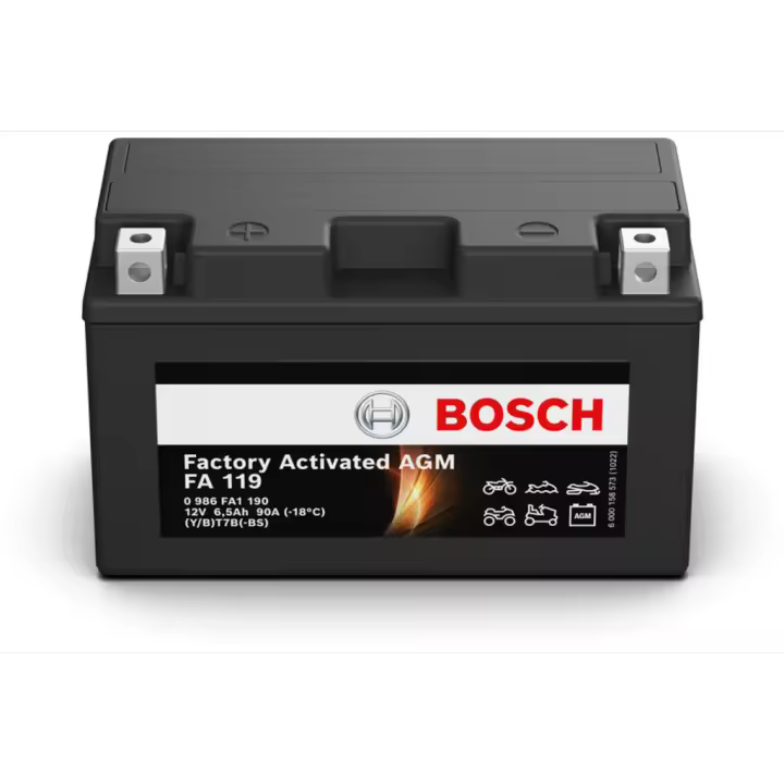 Batería de Moto Bosch FA119 - AGM. Tecnología AGM. 12V - 10Ah/90A (EN) - 1