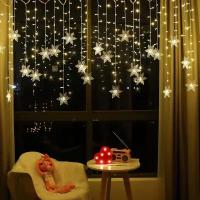 Luces De Navidad En Forma De Copo De Nieve 8 Modos Guirnalda De Ventana LED Icicle Fairy 2024 EU-Plug Decoración Para Año Nuevo 2025 - details 10